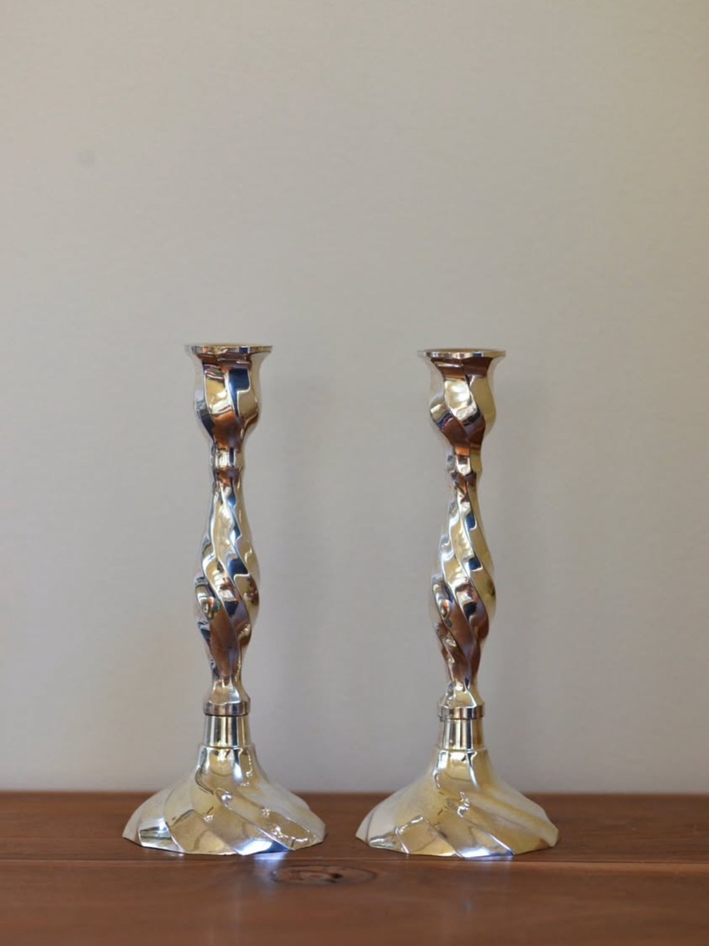 Silver Plated Swirl Candlesticks